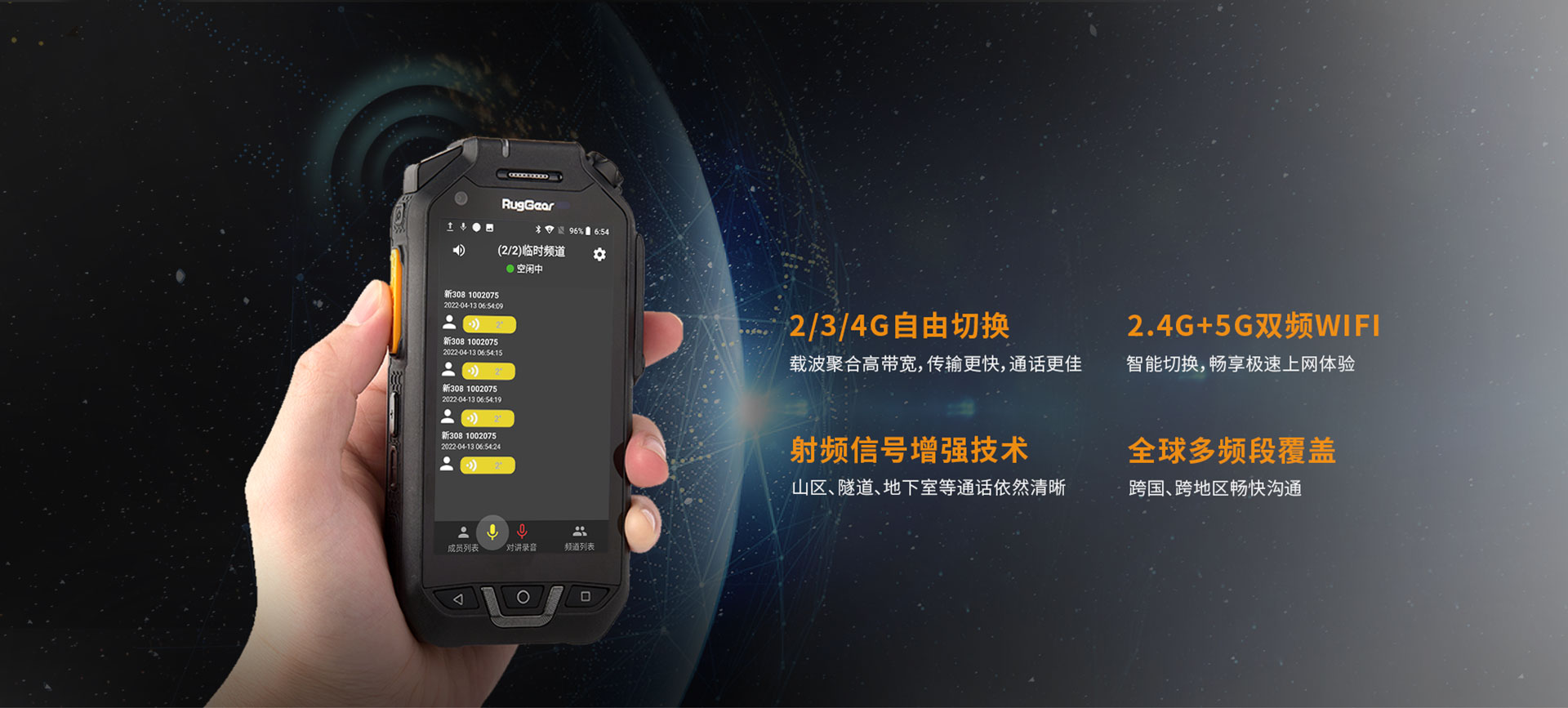 免调频/4G插卡/防尘防水防摔/不限距离/公网POC对讲机/安卓/集群调度/GPS